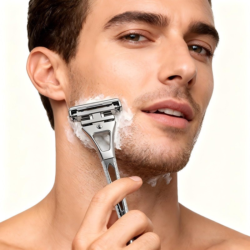 Gun-Grey Premium Men's Razor, Zinc Alloy & Stainless Steel