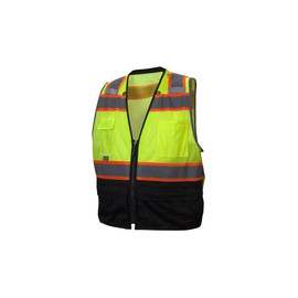 Pyramex RVZ4410BXL RVZ44 Series Vest Hi-Vis Lime - Black Bottom- Size Extra Large