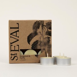 St Eval Bergamot & Nettle Scented Tealights | Zesty Citrus & Woody Fragrance | Pack of 9 | Long-Lasting Burn | Made in Cornwall