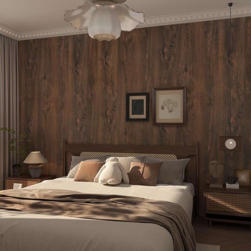 48x354inch Extra Wide Dark Brown Wood Grain Wallpaper Walnut Contact