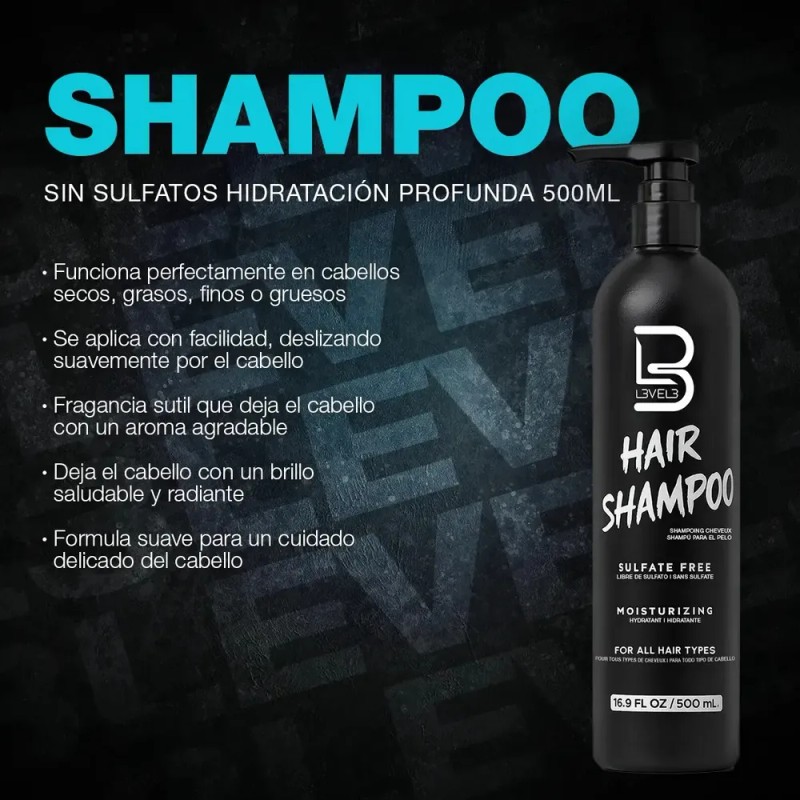 Shampoo L3 Level 3 Sin Sulfatos Hidratación Profunda 500ml