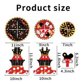 Cute Mouse Cupcake Stand, Large 3-Tier Cartoon Cupcake Holder for Birthday Party Decorations (Red)