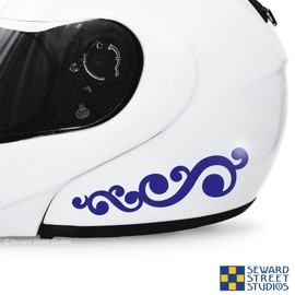 Set of 2 Vintage Swirls Decals, Retro Style Motorcycle Helmet Sticker Kit - #1224