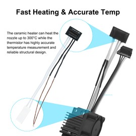 P1P, P1S Hotend Kit for Bamboo LAB P1 Series 3D Printer, with Fan, hot end,Thermistor, Ceramic Heater, 0.2/0.4/0.6/0.8mm Hardened Steel Nozzle and Extruder Heating Block Replacement