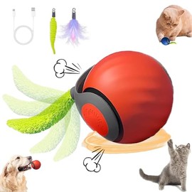 ugdurwp Speedy 2.0 Tail Cat Toys for Bored Indoor,2025 New Generation Interactive Cat Toys,Automatic Moving Ball with Tail,Orange