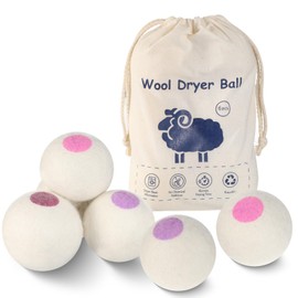 Wool Dryer Balls 6PCS Pure Organic Laundry Wool Tumble Dryer Ball Reusable Natural Fabric Softener Reduce Wrinkles and Drying Time