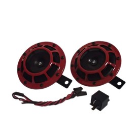 Reliable Aftermarket Parts Our Name Says It All Red/Black Super Tone 139DB Loud Blast Compact Round Universal Hella Horn Set
