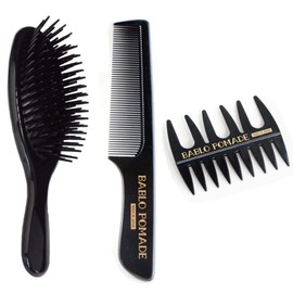 Bablo Pomade Men's Hair Brush Comb Mesh Comb Set of 3 Hair Care Scalp Spa