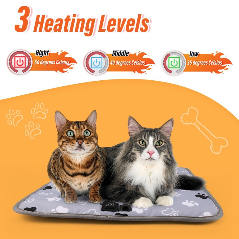 Viiotu 45x45cm Smart Heated Pet Pad | Type-C Port, 3-Level
