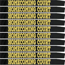 10 Pcs Homecoming Court Sashes with Gold Glitter, Black Homecoming Court Sash for Homecoming King and Queen Sashes Cosplay Pageants Homecoming Party Dance Graduation Party Favors