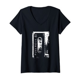 Womens Punk Rock 80's Concert Mixtape Vintage V-Neck T-Shirt