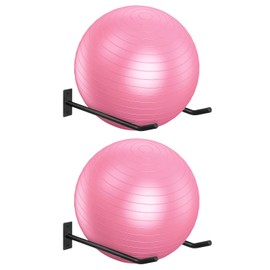 HZSSLKM Metal Exercise Ball Holder Wall Mount(Set of 2),Black Yoga Ball Stand Holder,Stability Ball Holder for Yoga Balls in Home Gym or Studio