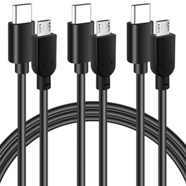 USB C to Micro USB Cable 6 FT (3-Pack), Flexible Micro USB to USB-C Cord, Supports Fast Charging & Data Sync, Compatible with MacBook Pro, Galaxy S7 S6, Kindle, Pixel 3 XL, 2 XL and Micro USB Devices