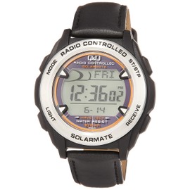 Citizen Q&Q MHS7-310 Men's Digital Wristwatch, Radio, Solar, Waterproof, Date, Leather Strap, Black, Dial color - black, Wristwatch, Solar Radio, Multifunctional, Digital