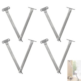 SPEACOUR Pack of 4 Flap Hinges Stainless Steel Flap Fitting 180° Flap Holder Soft Close Flap Scissors Flap Support Heavy Duty Lid Hinge for Furniture Door Window Lid Support