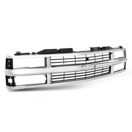 PIT66 Chrome Grille w/Black Insert Compatible with Chevy Blazer Tahoe C/K 1500 2500 3500 1994-2000 for Models with Composite Headlights 15981106 GM1200238
