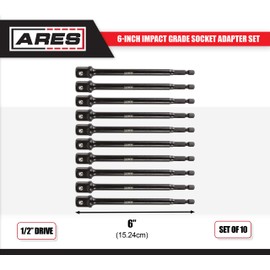 ARES 70391-10-Piece 1/2-Inch Drive 6-Inch Impact Grade Socket Adapter Set - Extensions Turn Power Drill into High Speed Nut Driver