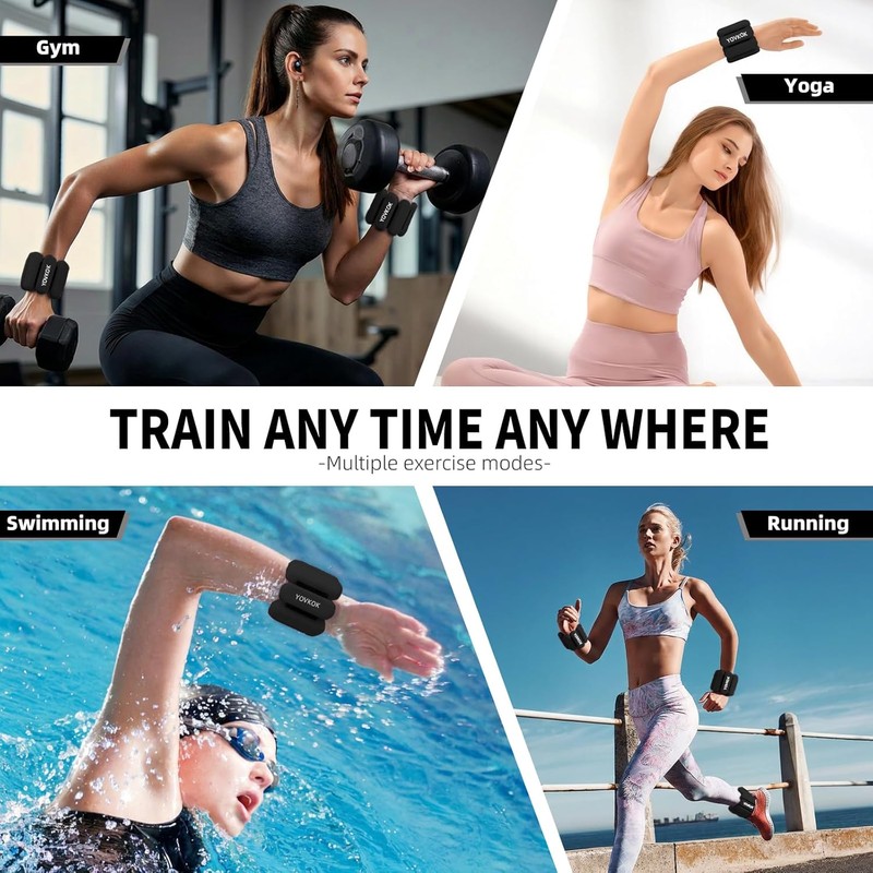 Silicone Wrist and Ankle Weights, Adjustable Wearable Weights for Walking,