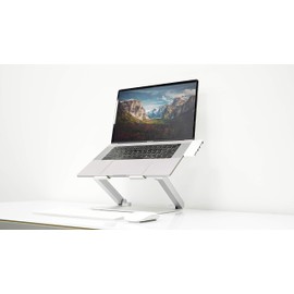 NVX XRGO Lift Adjustable Laptop Stand, Portable Aluminum Laptop Riser, Foldable Ergonomic Computer Notebook Holder for MacBook Air/Pro, Dell XPS, HP (11-17") – Brushed Silver