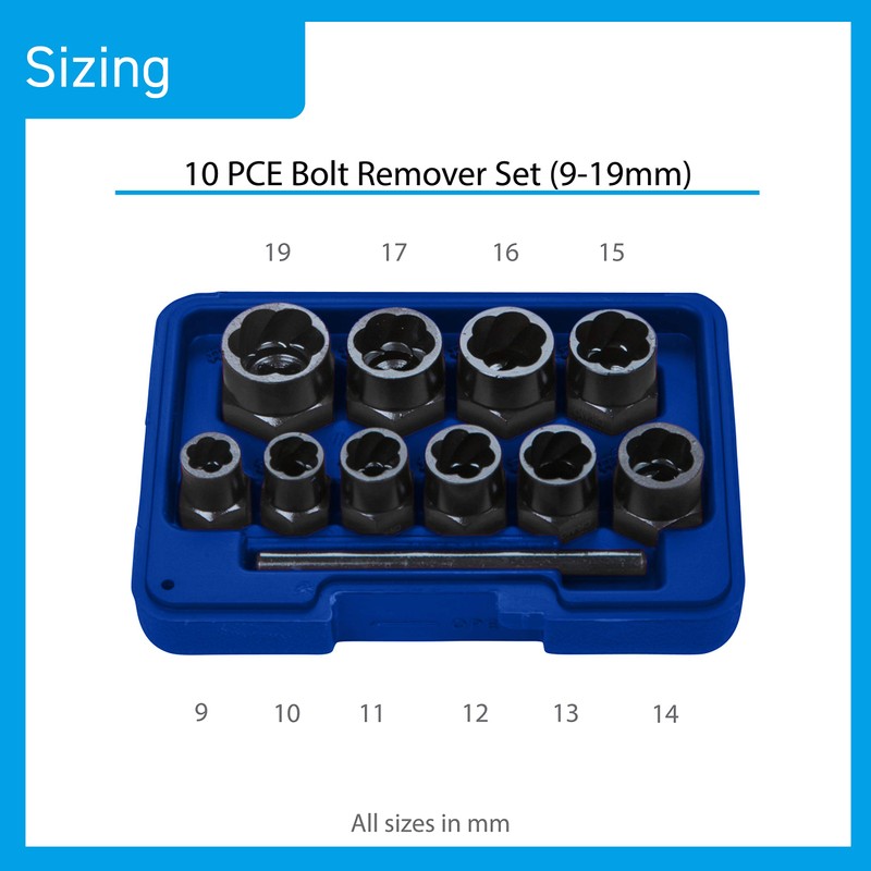 Blue Spot Tools 01539 10 PCE Bolt Remover Set (9-19MM)