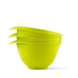 WePrep Mixing Bowl with spout and Handle | Green Set of 3 | Beautifully Bright Coloured Bowl Set | Compact, Stackable & Ergonomically Designed | Proudly Made in The UK
