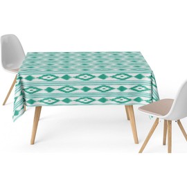 ECOMMERC3 Fleckabweisende Tischdecke für rechteckigen Tisch, Größe 140 x 140 cm, schmutzabweisend, extra weich und wasserdicht, Türkis