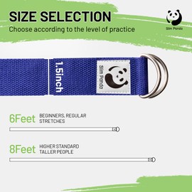 Slim Panda Yoga Strap for Stretching,Cotton Yoga Strap with Adjustable D-Ring Buckle,Non-Elastic Yoga Belt for Pilates,Gym Workouts,Physical Therapy,Improve Flexibility