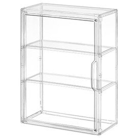 VGLXTRNT 3 Tier Clear Display Case for Figures, Wall-Mounted Acrylic Storage Organizer Box, Stackable Display Cabinet with Magnetic Door & Removable Dividers, Showcase for Collectibles, Blind Box