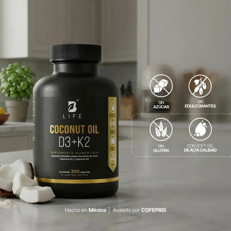 Vitamina D3 Y K2 Con Aceite De Coco Apoyo en