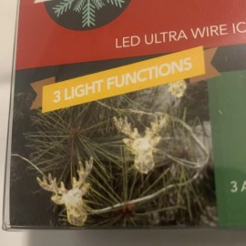 December Home 12 Warm White Miniature Deer Christmas Tree Lights 6 Feet Long