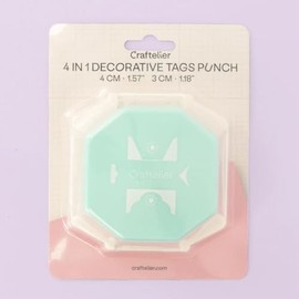 Craftelier - Perforadora de etiquetas 4 en 1 para álbumes de recortes y manualidades, perforadora de papel con 4 diseños decorativos para papel de 100