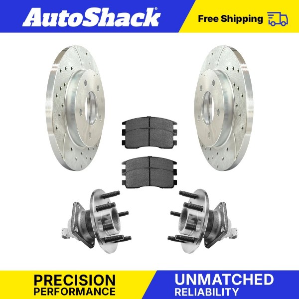 Auto Shack Rear Wheel Bearing Hubs Drilled Rotors Pads for