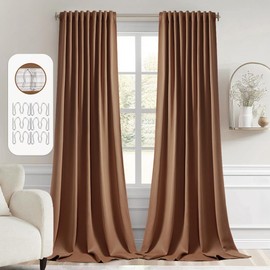 MIULEE Back Tab Blackout Curtains 96 Inch Long 2 Panels Set for Living Room Bedroom, Rod Pocket/Pinch Pleated Long Thermal Insulated Room Darkening Floor to Ceiling Drapes, W52xL96, Cappuccino Brown