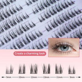 Mlen Diary 120pcs Lash Clusters,9-12mm Individual D Curl Manga Individual Cluster Lashes, Cat Eye Lashes Natural Look Manhwa Lashes