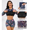 Halcurt Women's Built in Bra Rash Guard Long Sleeve Swimwear