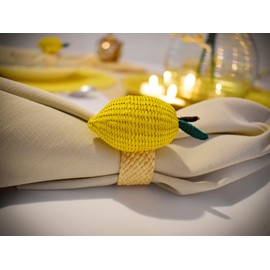 Fruit Napkin Rings (Set of 4) Handmade Exclusive Luxury and Cured (Kitchen Table Linens, Dining Table) (Lemon)