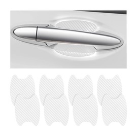 8PCS Car Door Handle Sticker, Carbon Fiber Anti-Scratches Car Door Cup Protector, Non-Marking Auto Door Handle Protective Film, Self-Adhesive Door Side Paint Protector for All Cars (White/8PCS)