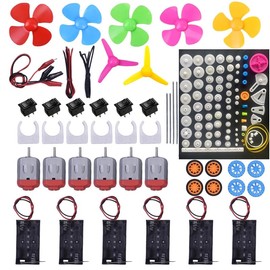 Electric DC Motor Kit, 6 Set 131 PCS Small Motors Kit, with 85 Plastic Gears Kits, Shaft Propeller, 2 x AA Battery Holder, Plastic Wheels, STEM Engineering Set for DIY Science Projects