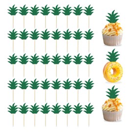 48 piezas de decoración para tartas de piña, diseño de rosquilla, piña y piña, para decoración de tartas tropicales hawaianas