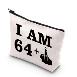 WCGXKO Funny 65 Years Old Birthday Gifts 65th Birthday Gift 65 Years Old Zipper Pouch Makeup Bag (I AM 64 CA)