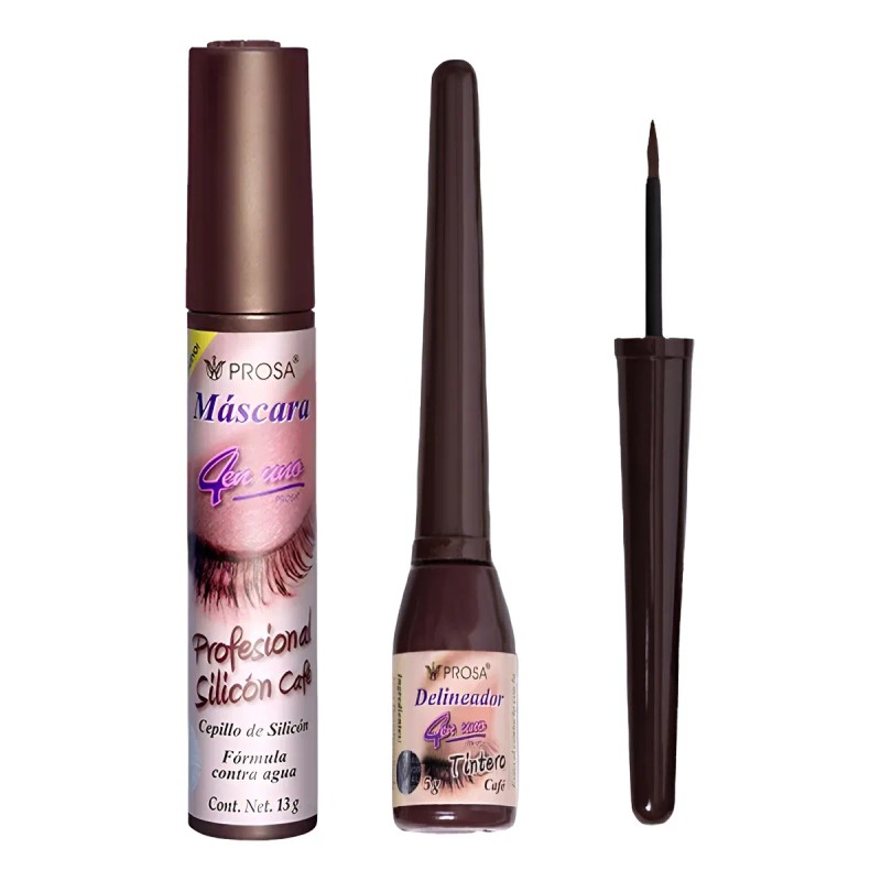 Pack Mascara De Pestañas Silicón Café + Delineador Prosa