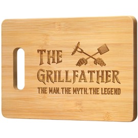 Pandasch Fathers Day or Birthday Gifts for Dad, Best Dad Gift from Daughter Son - Unique Engraved Bamboo Cutting Board Gift for Dad Fatner Papa - The Grillfather, The Man, The Myth, The Legend