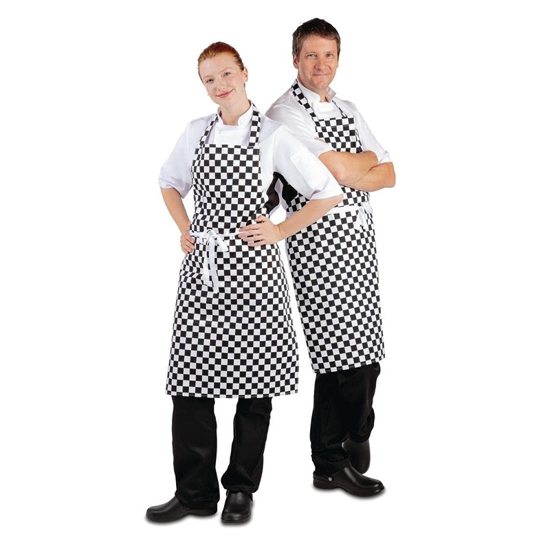 Whites Chefs Clothing A275 Poly-Cotton Apron, Black and White Check