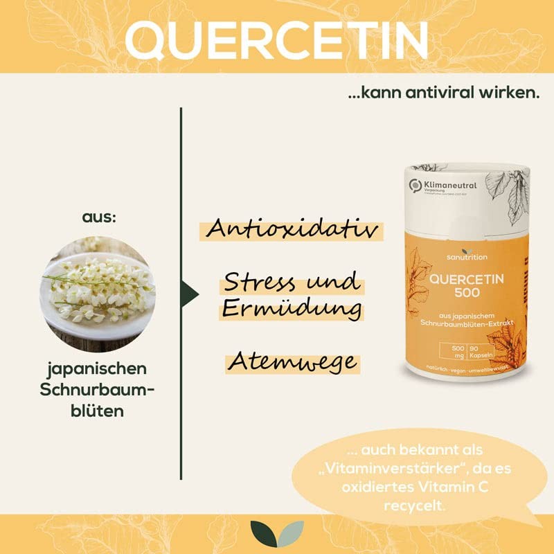 Quercetin 500 mg per capsule, 90 capsules, plant substance bioflavonoid,