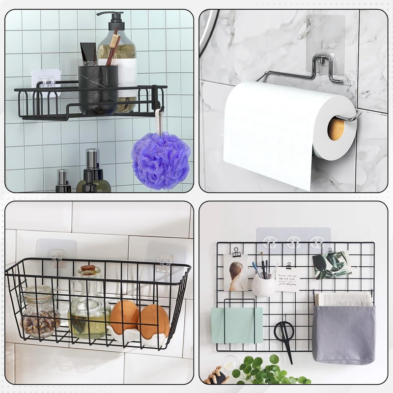 LHSYFBZ 48Pack Shower Caddy Adhesive Hooks Replacement, Shower Shelf Adhesive
