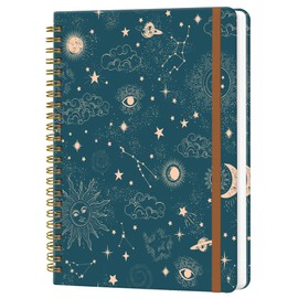 WLPFSAHF Spiral Journal Notebook for Women, Hardcover A5 College Ruled Notebook, 120 Pages, Thick Paper, Cute Lined Journal for School, Office & Work, 6 x 8.4 in(Space Galaxy)