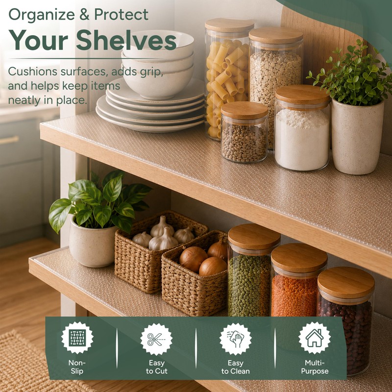 Zuvo Shelf Liners for Kitchen Cupboards, Non-Slip Drawer Liner 30x300cm