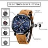 AKNIGHT Men's Wristwatch, Stylish, Popular, Quartz, Natural Leather Strap, Chronograph,