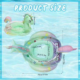 SOETDERT Baby Swimming Ring, Baby Swimming Aid with Swimming Seat, Unicorn Inflatable Swimming Hoop, Float Children's Swimming Ring Pool, 3D Cartoon Baby Swimming Ring for 6 Months to 3 Years