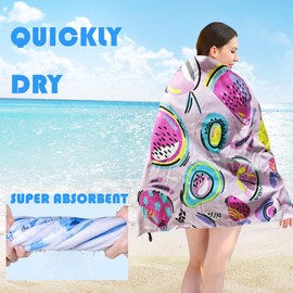 DJDEA Microfibre Beach Towel Large 180 x 80 cm, Quick-Drying Beach Towel Girls, Lightweight Beach Towel Pink, Easy Care Beach Towel for Travel, Beach, Pool, Sauna